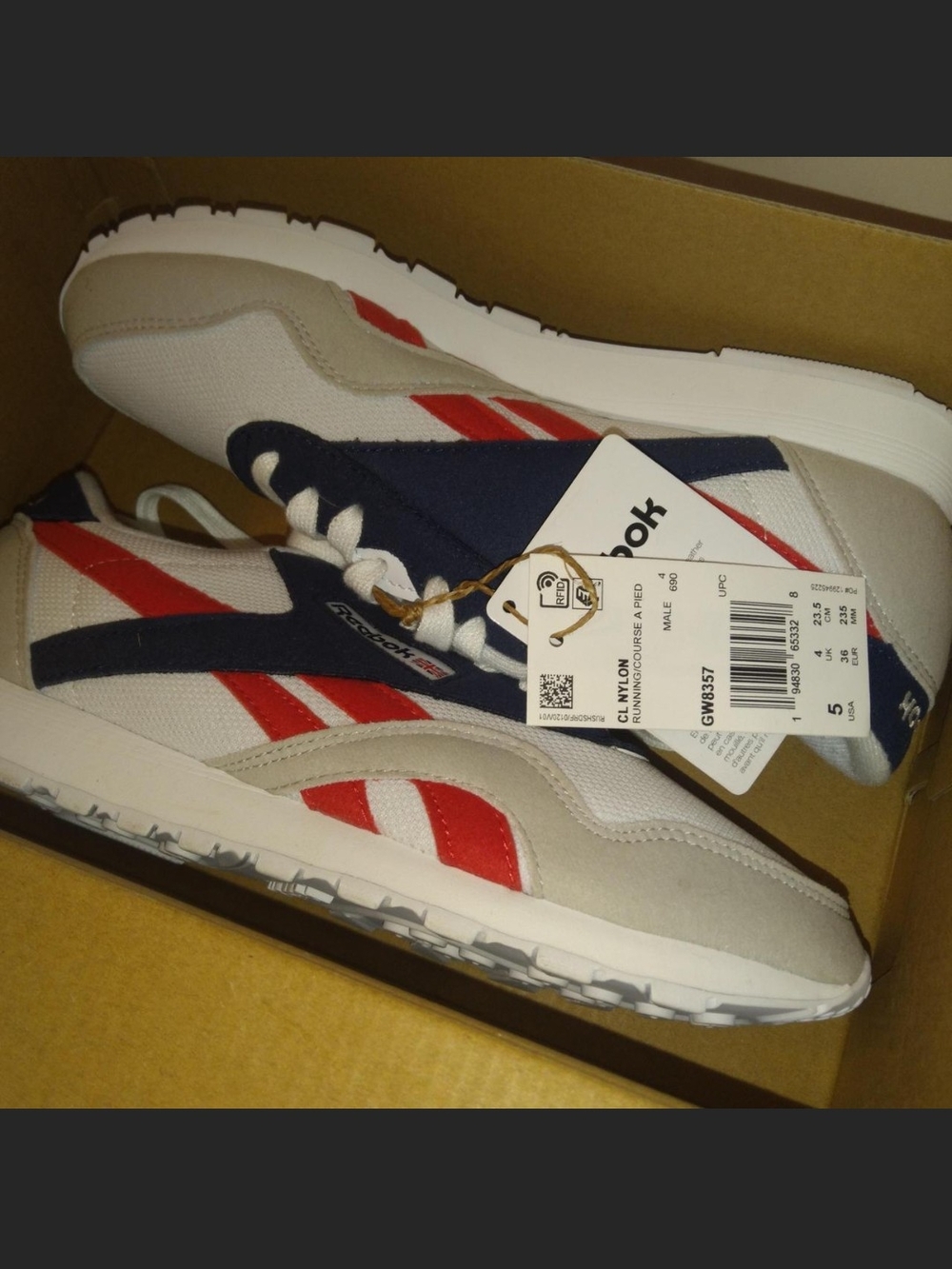 Reebok Classic Men’s Retro Runner Sneakers - White/Red/Navy, Leather/Suede